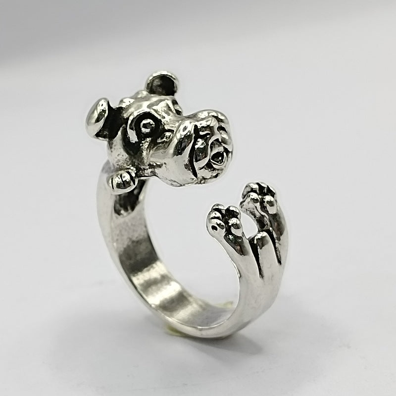 European And American Style Retro Chinese Zodiac Dog Animal Ring