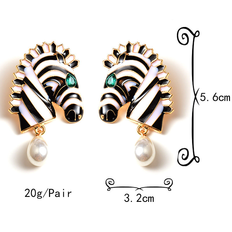 European And American Fashion Animal Horse Exaggerated Style Earrings