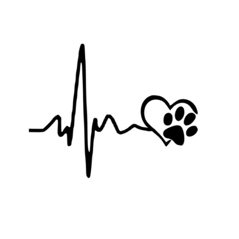 Puppy Footprint ECG Car Window Glass Animal Sticker