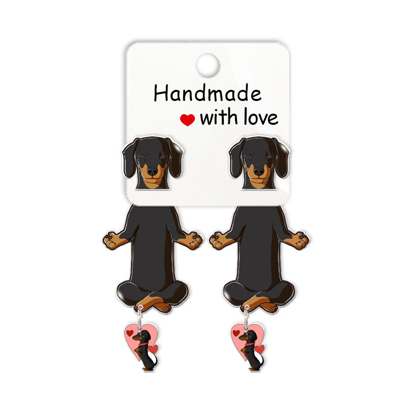 Cute Animal Dachshund Stud Earrings Cartoon Puppy