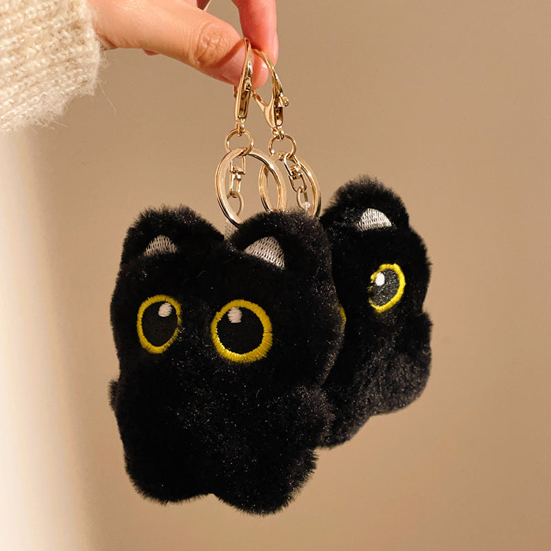 Black Cat Schoolbag Pendant Plush Doll Keychain