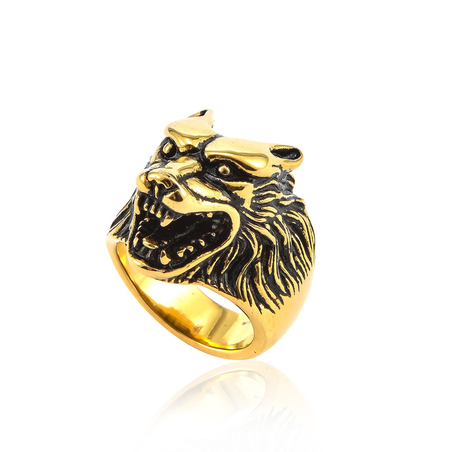 Jewelry Domineering Wolf Head Titanium Steel Ring Retro