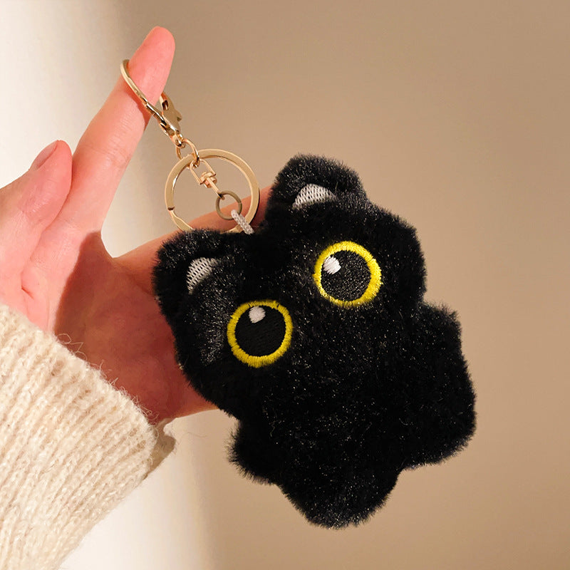 Black Cat Schoolbag Pendant Plush Doll Keychain