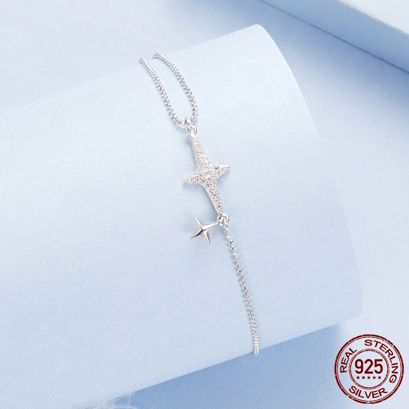 S925 Sterling Silver White Gold Plated Star Bracelet