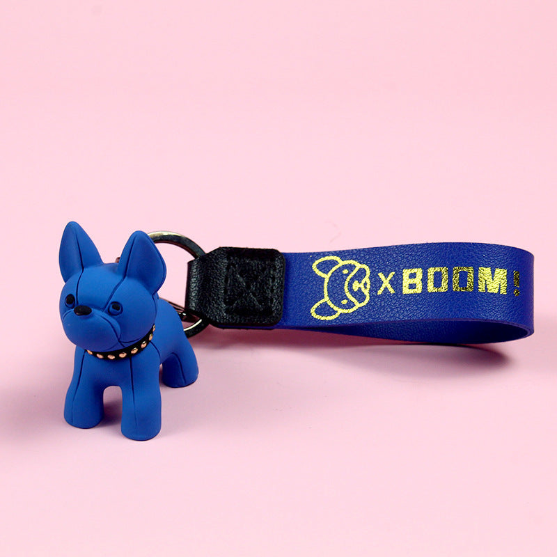 Creative Cartoon Keychain Cute Bulldog Headphone Case Couple Backpack School Bag Pendant