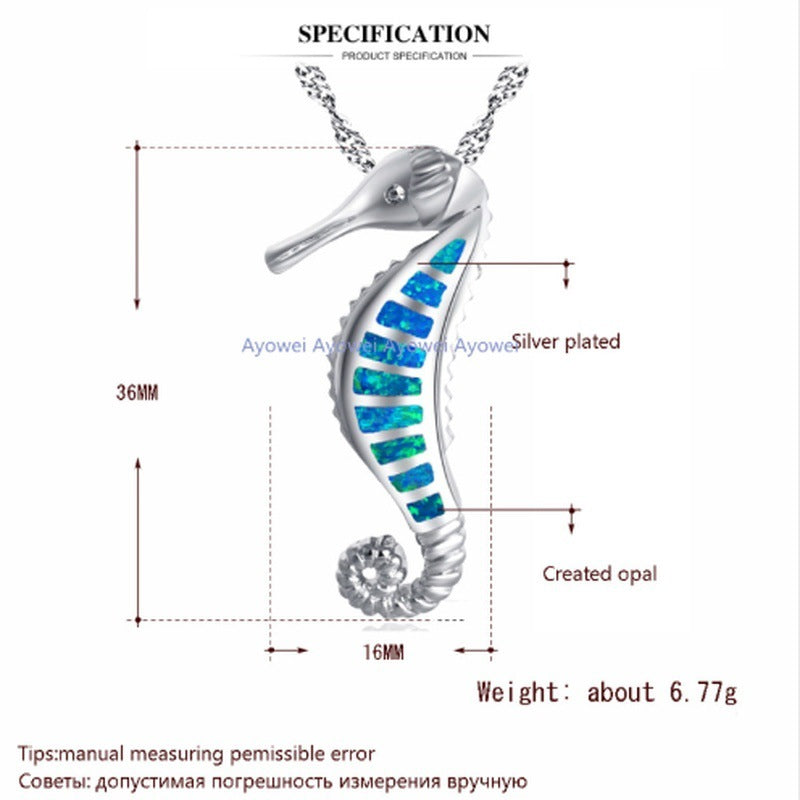 Seahorse Opal Necklace Pendant European And American Fashion Jewelry