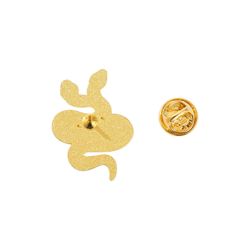 Cartoon Cute Snake-shaped Surround Alloy Brooch Men And Women Couples Dripping Oil Badge Accessories