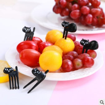 6pcs Black Cat Fruit Fork