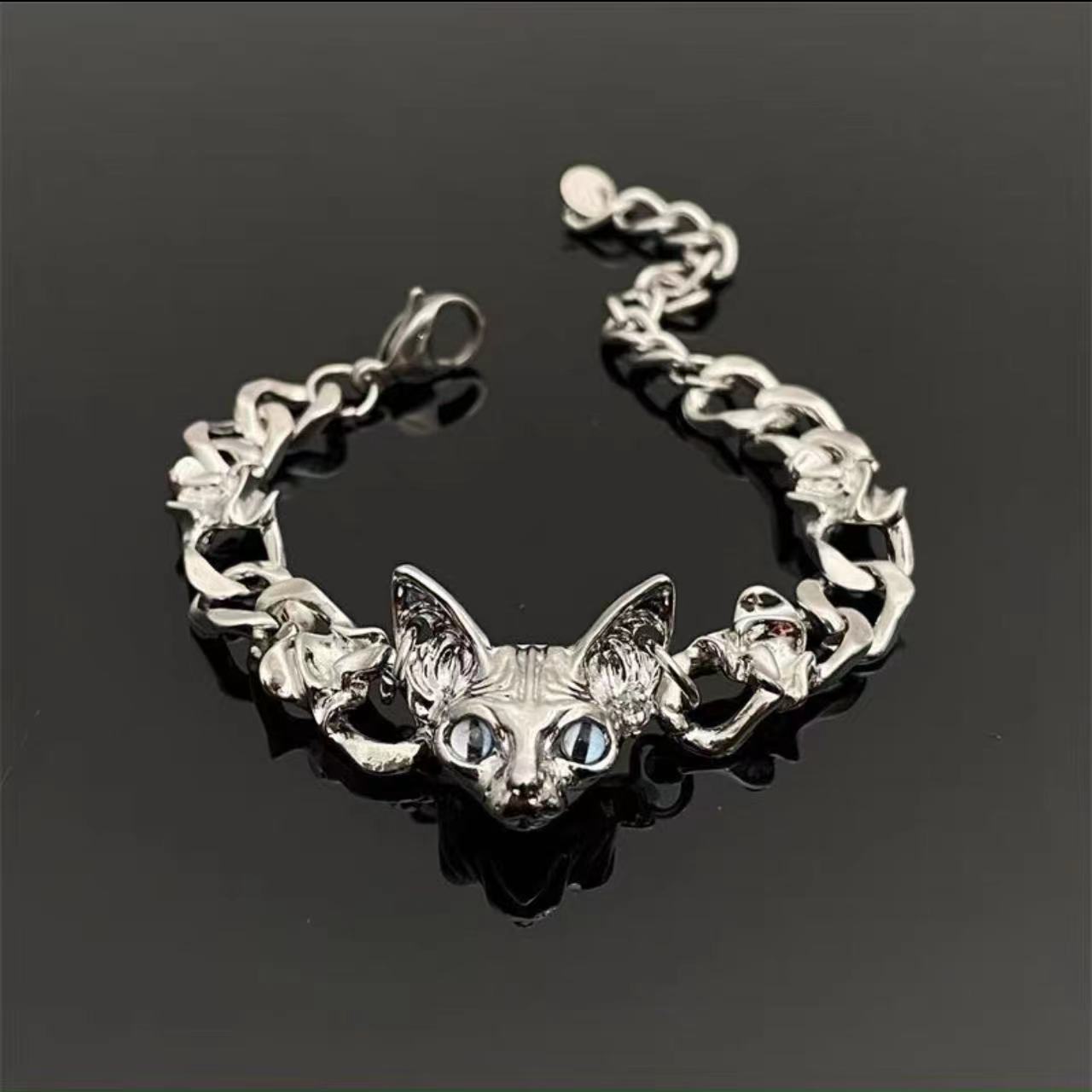 Dark Alien Cat Titanium Steel Bracelet Female Design