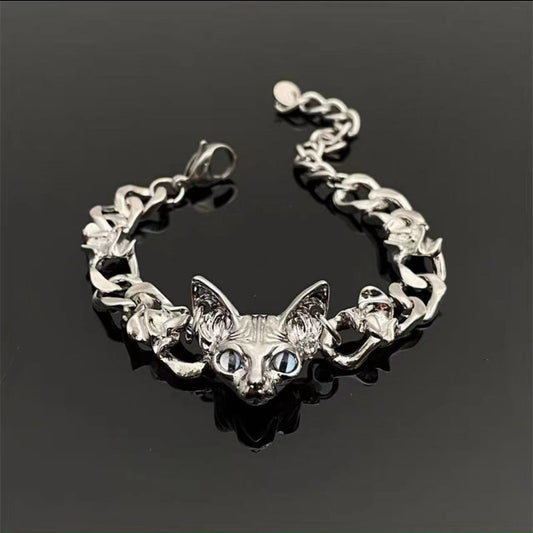 Dark Alien Cat Titanium Steel Bracelet Female Design