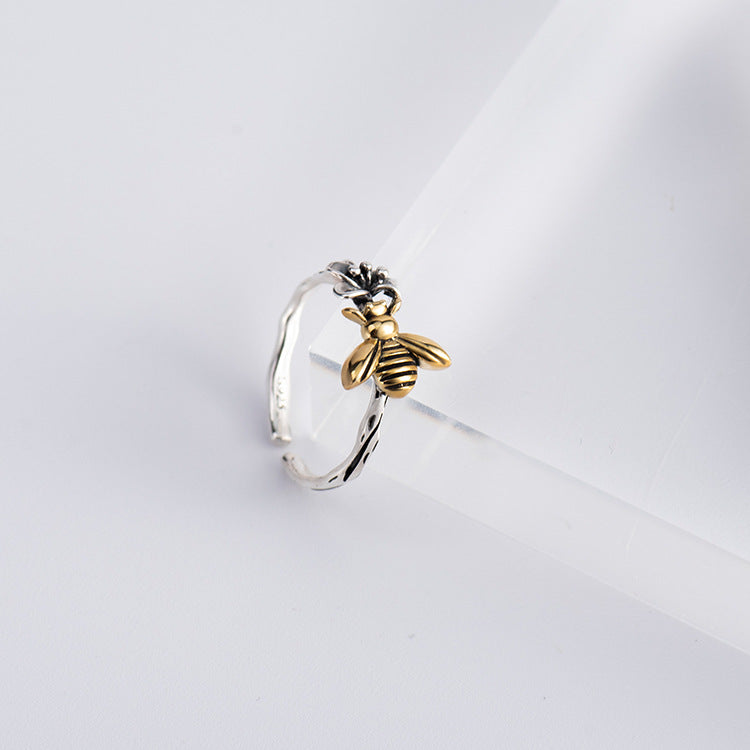 Sterling Silver Ring Bee Flower Ring