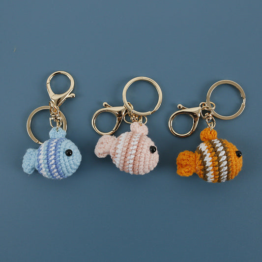 Creative Hand Crocheted Clownfish Pendant Keychain