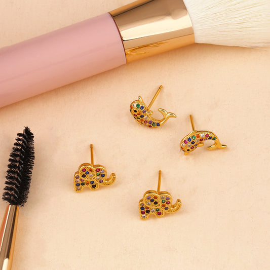 Stud Earrings Simple Animal Stud Elephant
