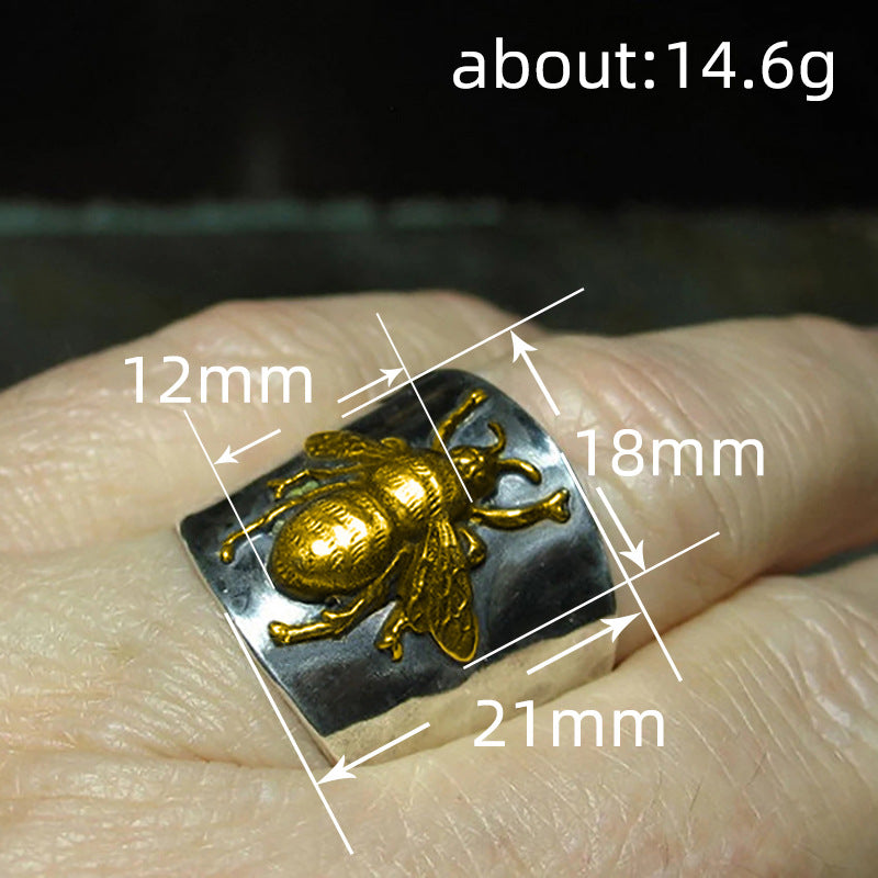 Vintage Hammered Two-tone Animal Ring