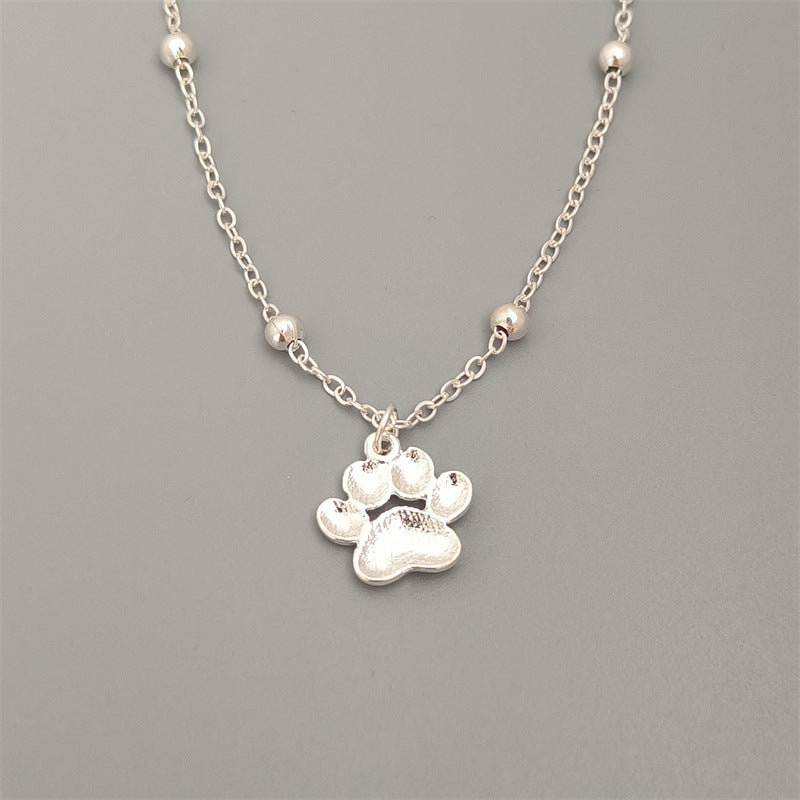 Bohemian Paw Print Pendant Beaded Anklet