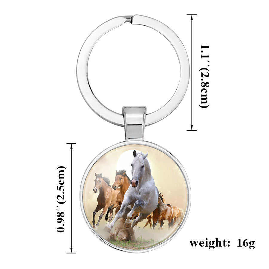 Hot Selling Horse Time Gem Glass Keychain