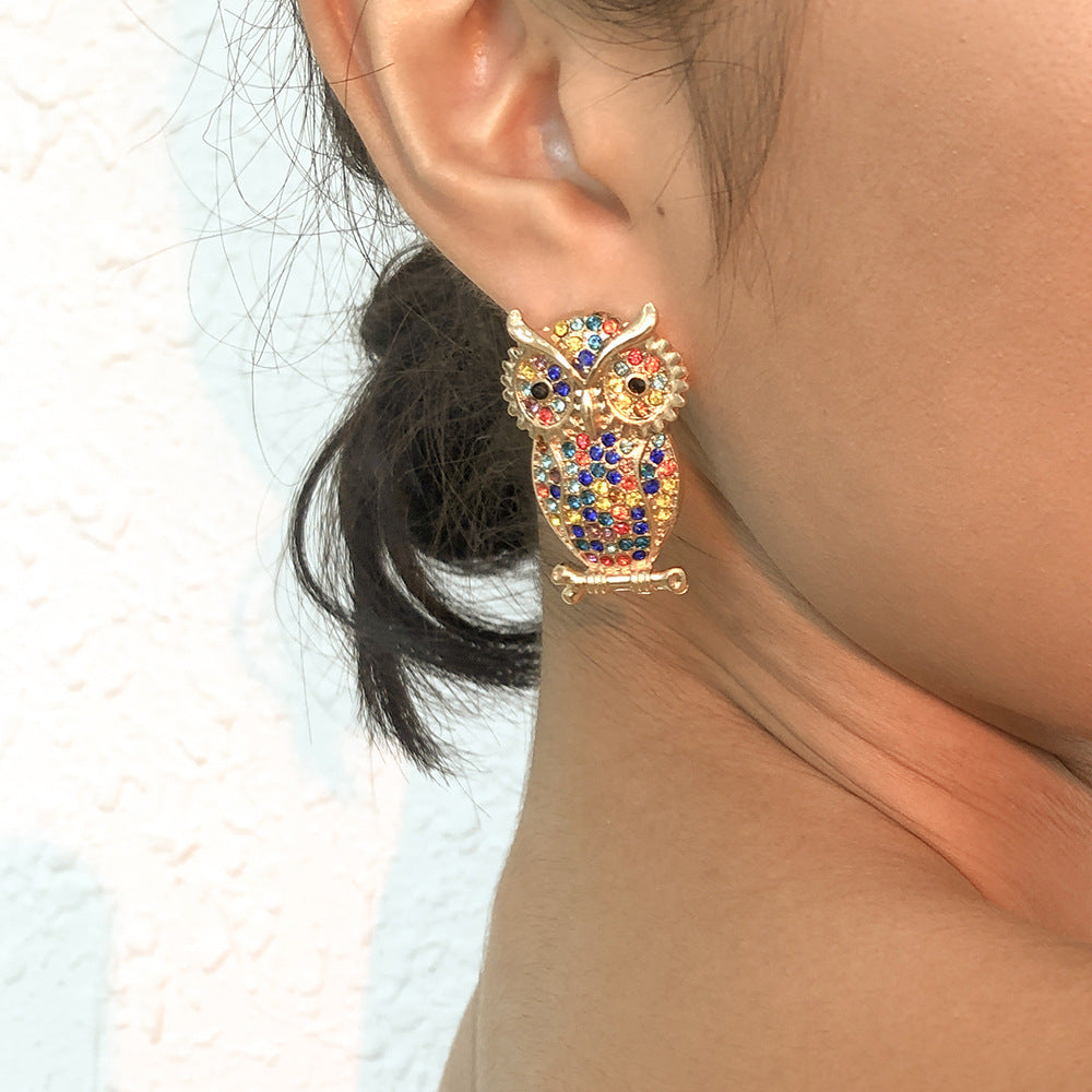 Fashion Small Animal Diamond Tassel Earrings