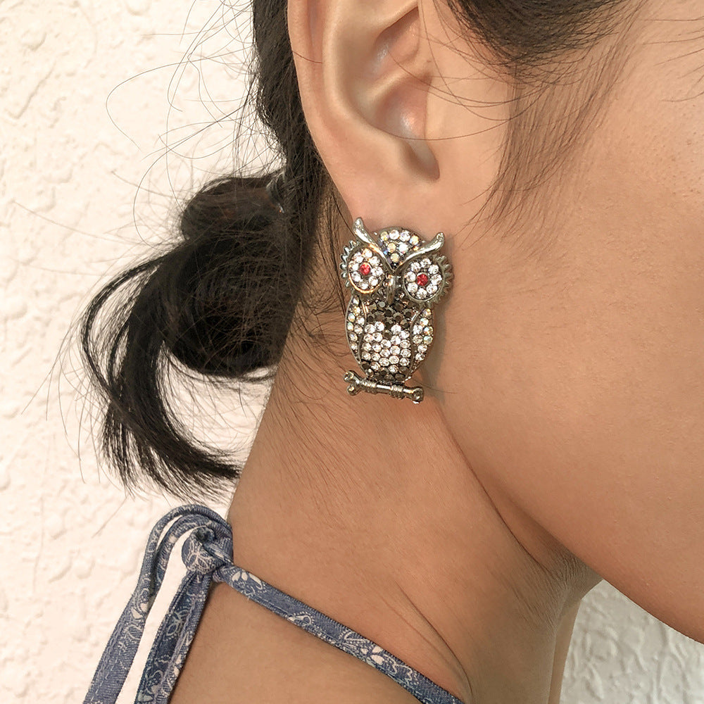 Fashion Small Animal Diamond Tassel Earrings