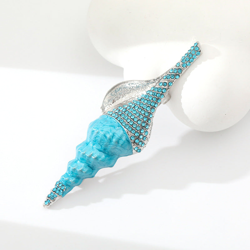 Conch Brooch Three-dimensional Drop Oil Diamond