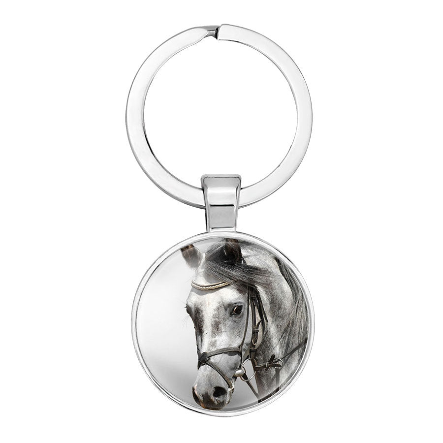 Hot Selling Horse Time Gem Glass Keychain