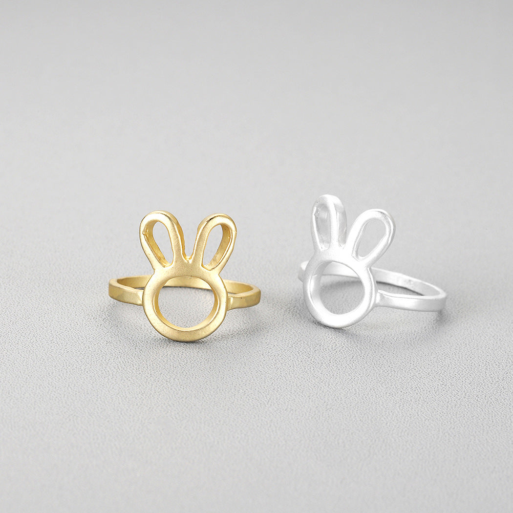 Alloy Hollow Cute Rabbit Animal Food Ring Ring Tail Ring