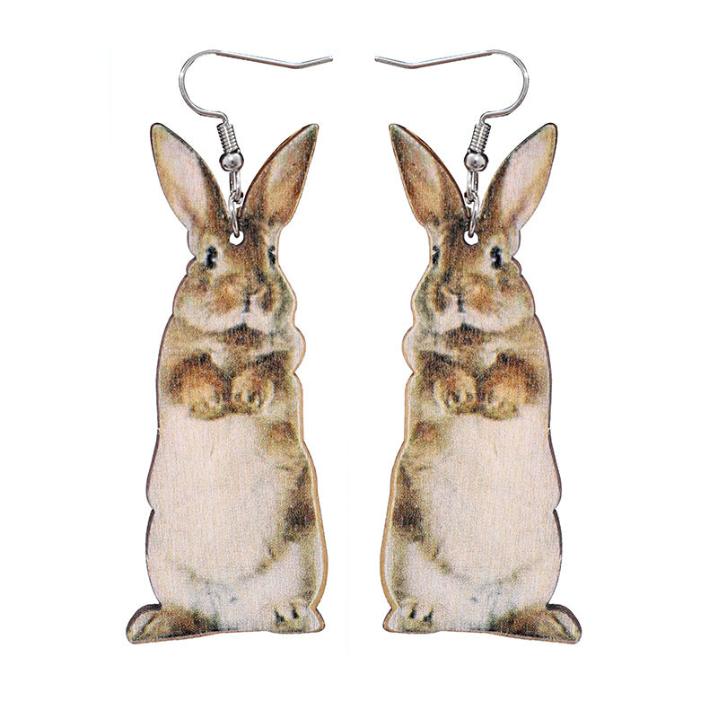 Retro Creative Animal Western Style Wooden Earrings