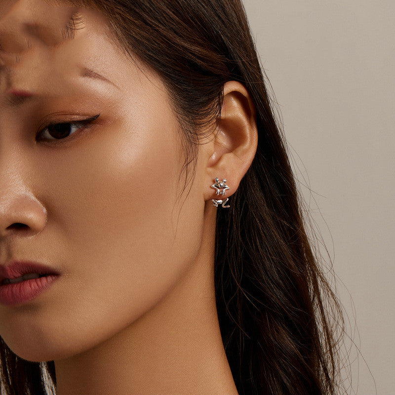 S925 Earrings European And American Popular Temperament Split Animal Earrings