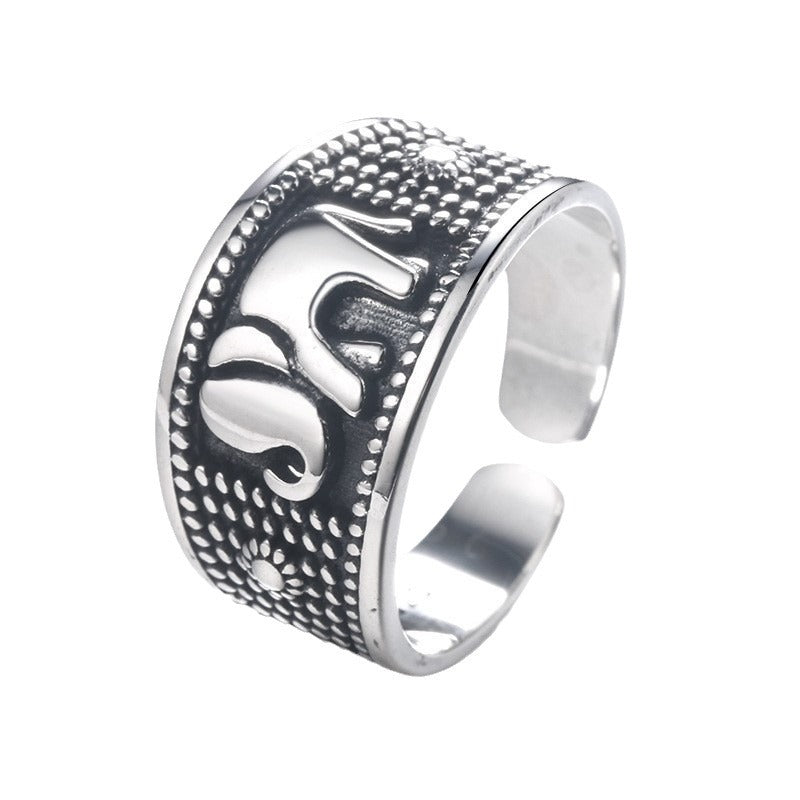 Elephant Ring Vintage Totem Distressed Animal Ring