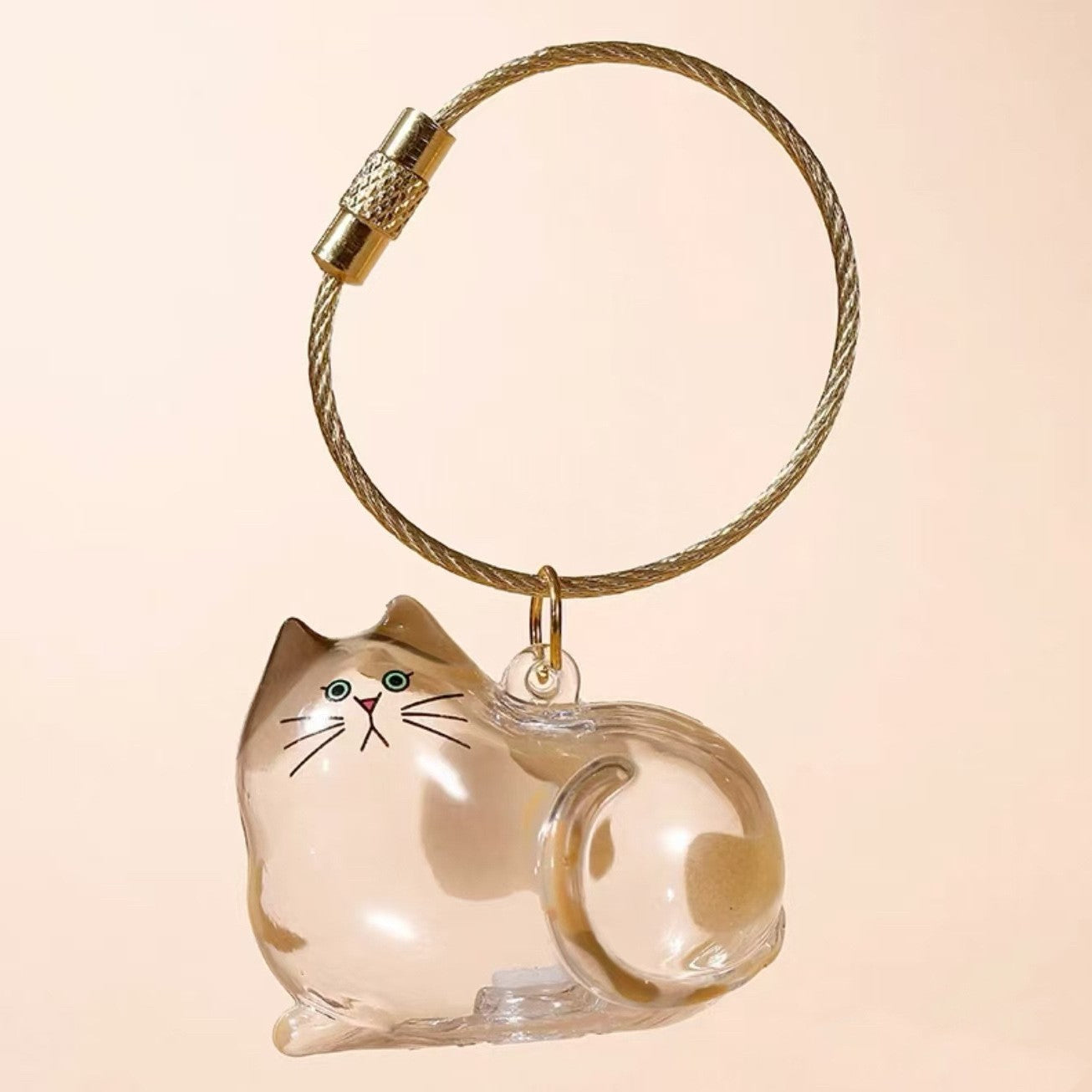 Transparent Cat Hair Storage Box Charm Commemorative Keychain