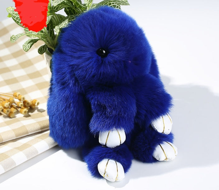 15cm Cute Pluff Bunny Keychain Rex Genuine Rabbit Fur Key Chains For Women Bag Toys Doll Fluffy Pom Pom Lovely Pompom Keyring