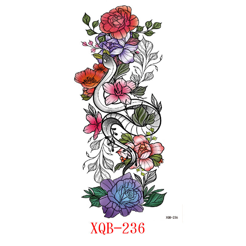 Paper Small Full Arm Flower Letter Animal Tattoo Sticker