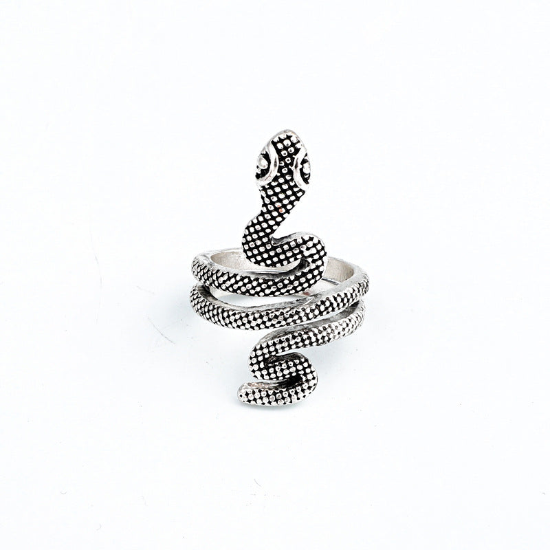 Animal Spirit Snake European And American Retro Punk Exaggerated And Personalized Men And Women Winding Snake Animal Opening Ring