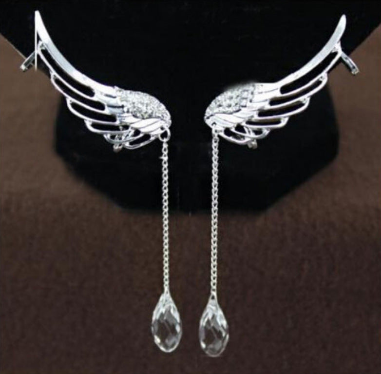 Long micro inlaid diamond earring clip