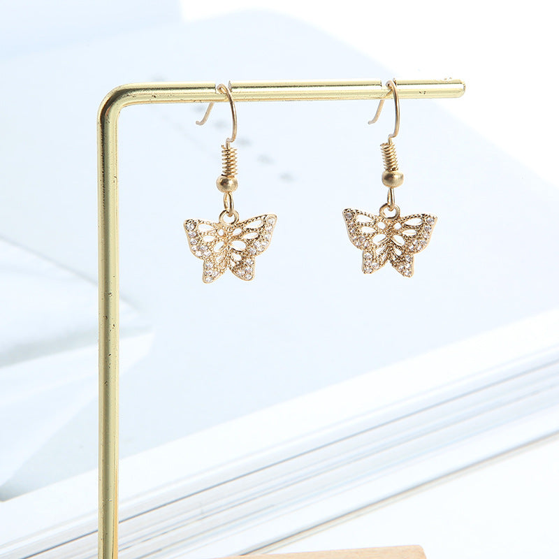 European And American Entry Lux Copper Jewelry Micro Inlaid Zircon Butterfly Earrings Necklace Dress Accessories