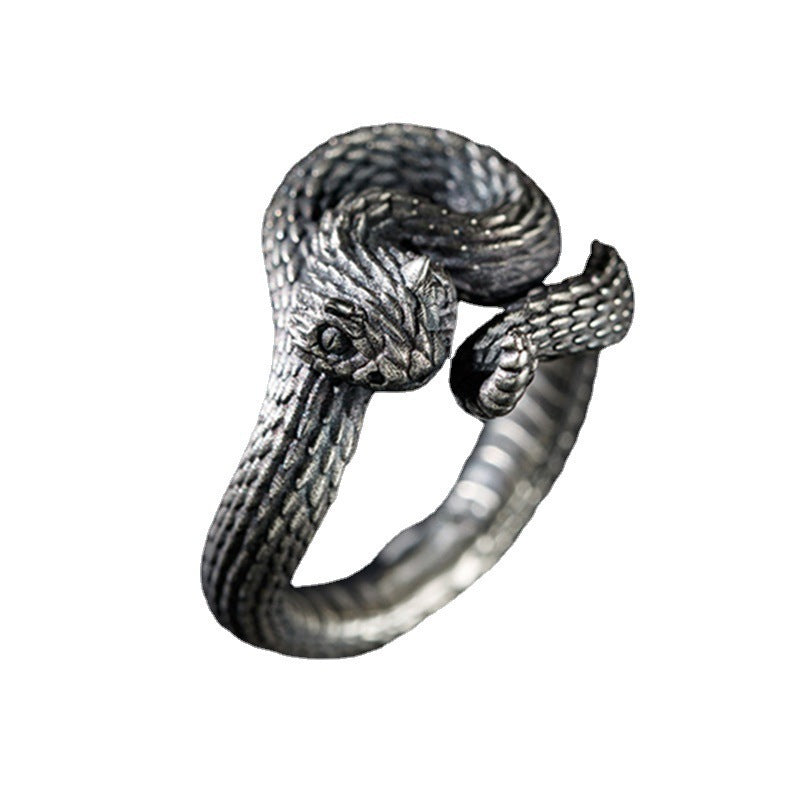 Animal Spirit Snake European And American Retro Punk Exaggerated And Personalized Men And Women Winding Snake Animal Opening Ring