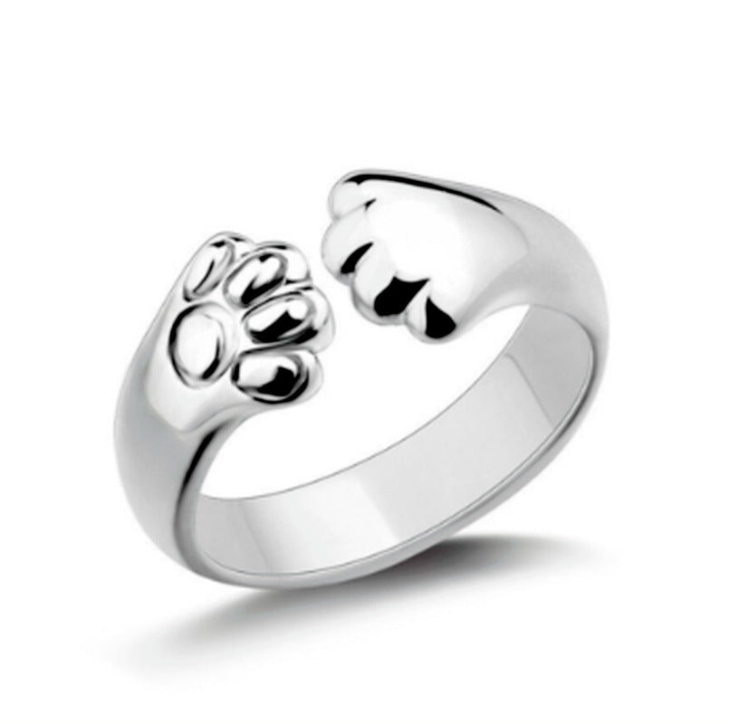 European And American Animal Bear Paw Ring