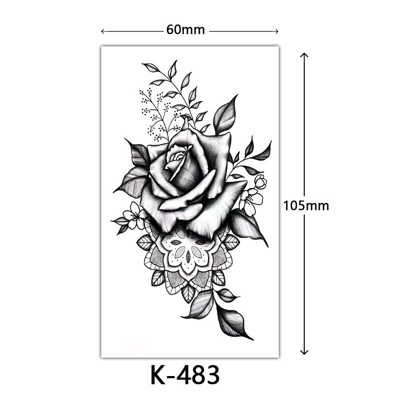 English Letter Flower Butterfly Sketch Line Waterproof Tattoo Sticker