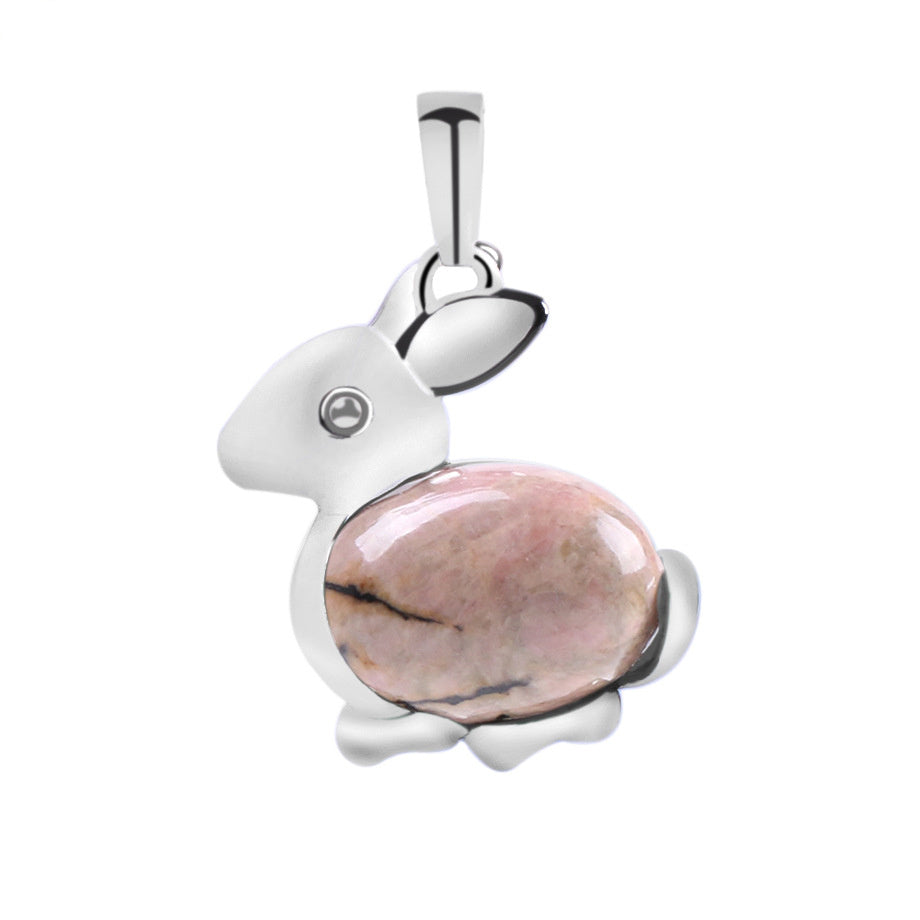 Crystal Jewelry Rabbit Natural Stone Pendant Necklace