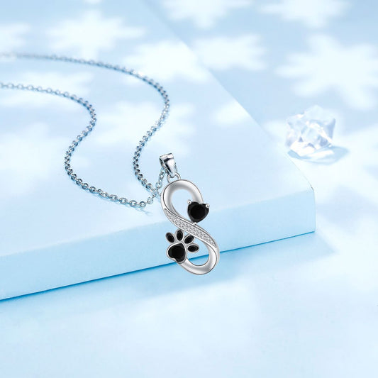 European And American Infinite Symbol Necklace Female With Hearts Paw Print Pendant Ornaments