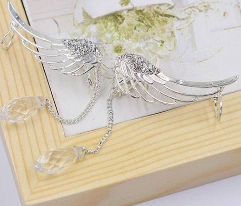 Long micro inlaid diamond earring clip