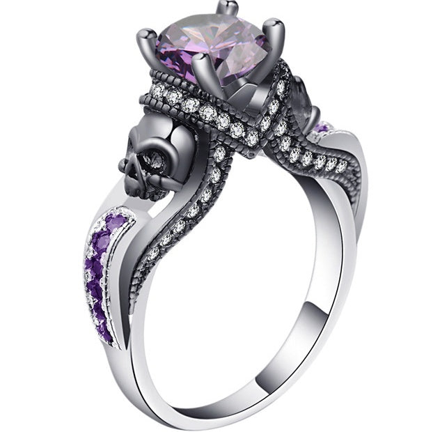 Hainon Women's Skull Ring European and American Punk style Motor Biker Men Party Ring Birthday stone skull men's jewelry Rings