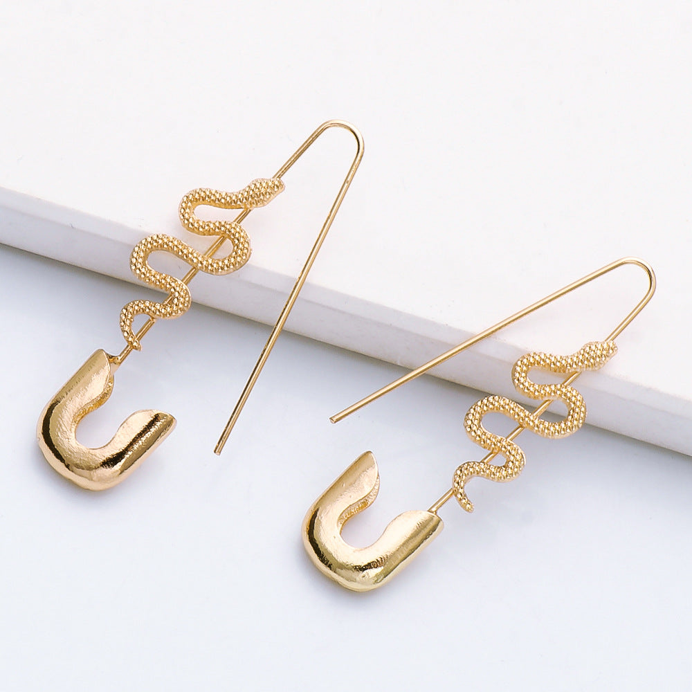 Pin-Style Earrings Golden Animal Female