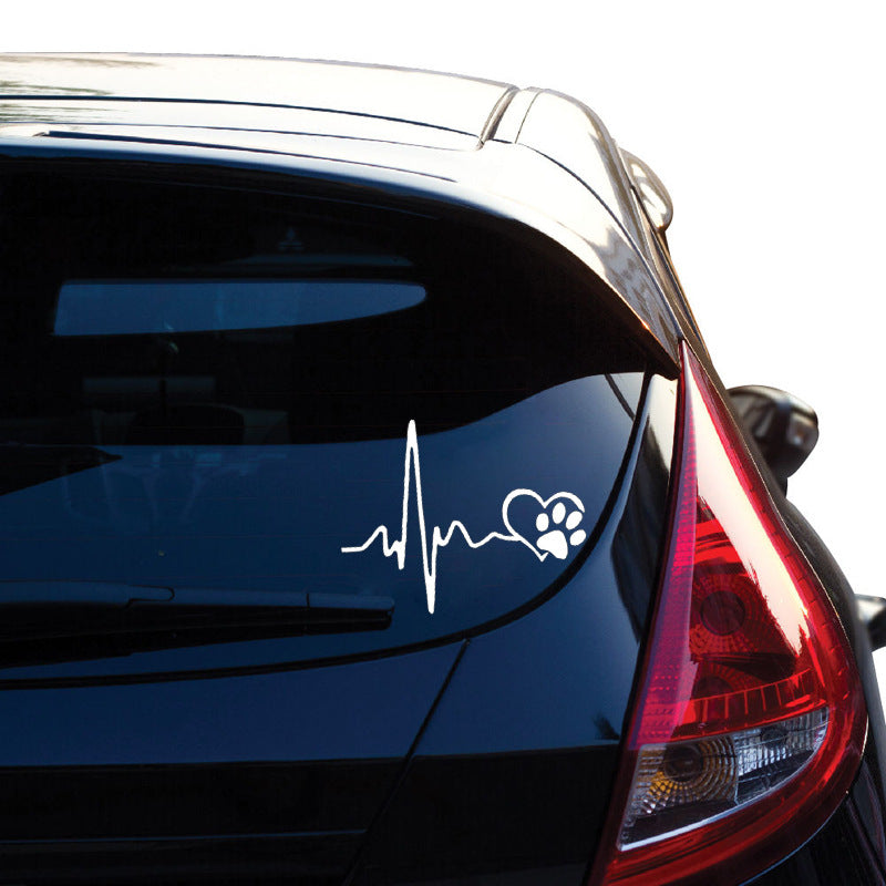 Puppy Footprint ECG Car Window Glass Animal Sticker