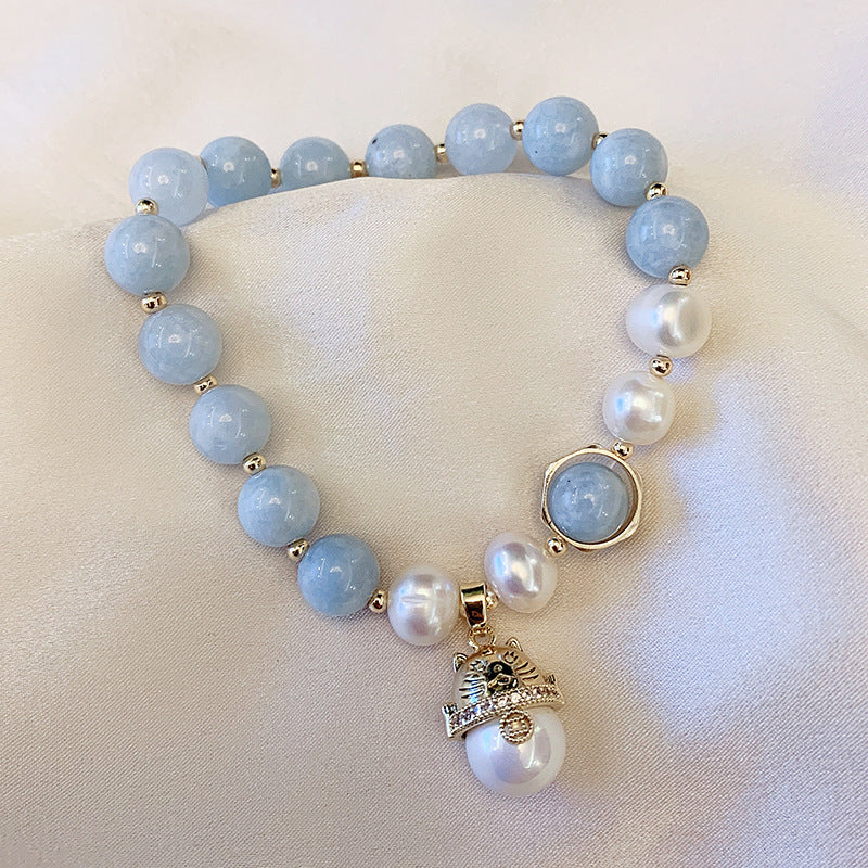Freshwater Pearl Retro Transit Bracelet Lucky Cat Handmade Girl Hand Jewelry
