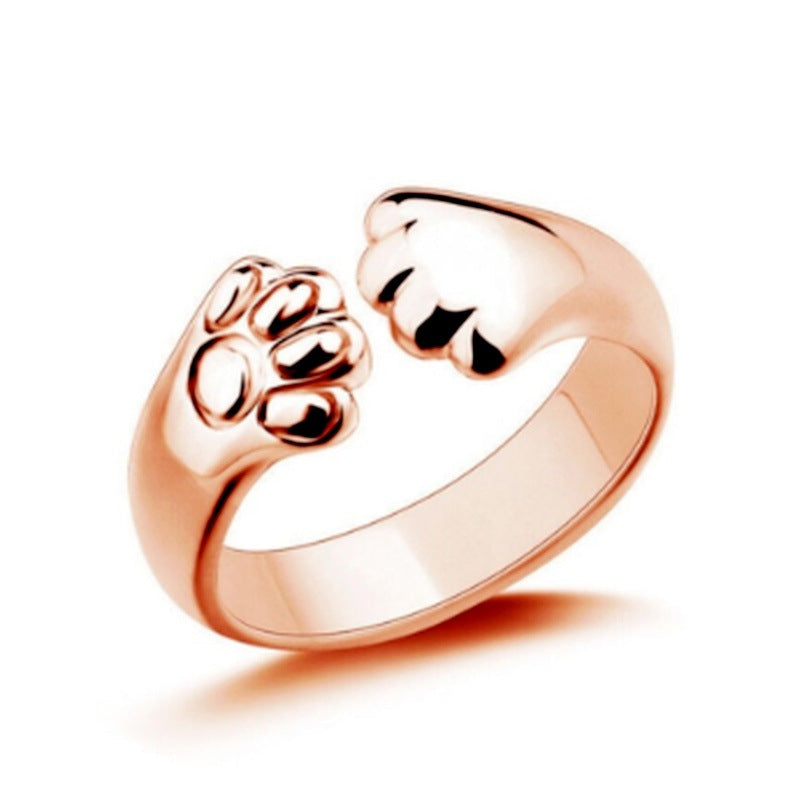 European And American Animal Bear Paw Ring
