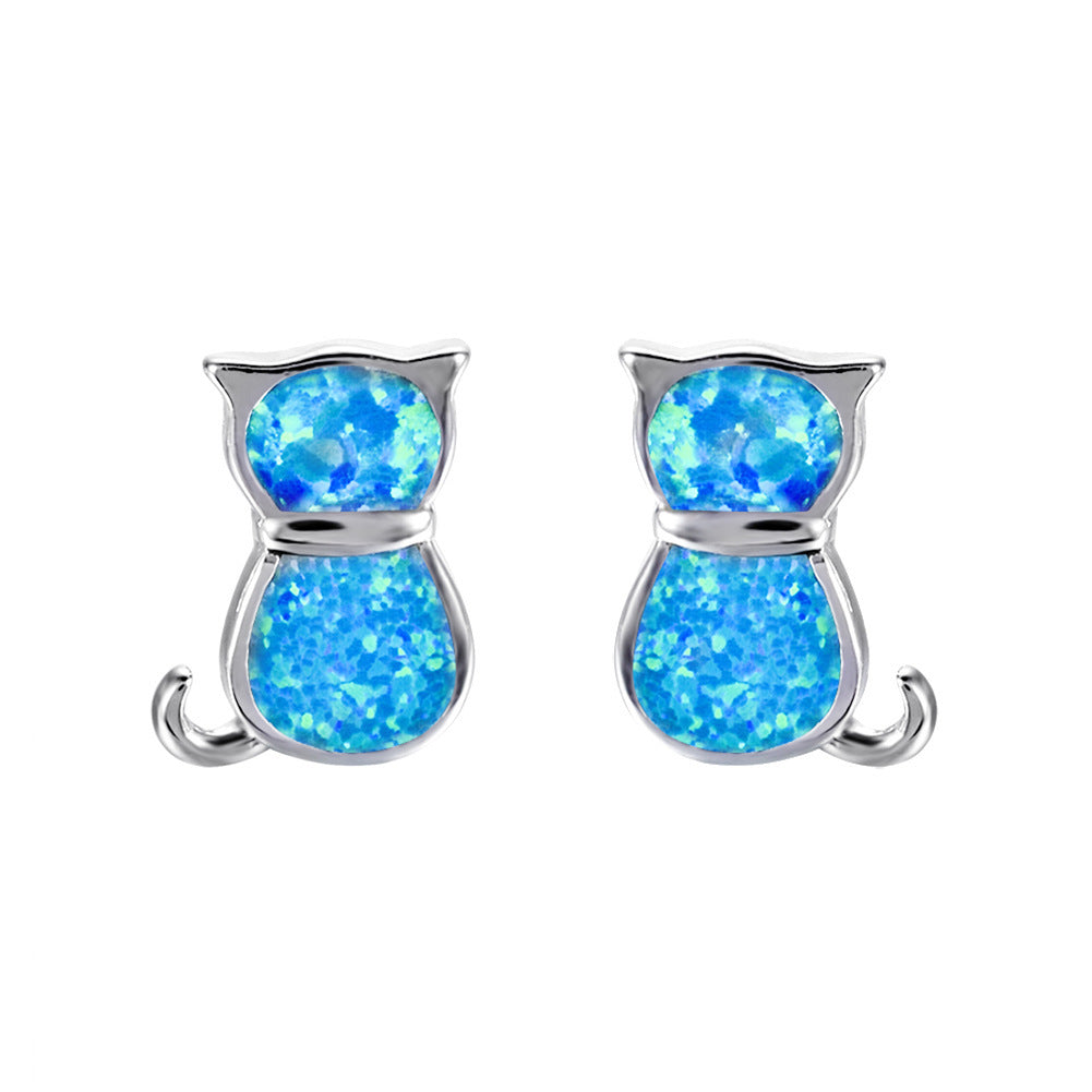 Women's Fashion Statement Cat Stud Earrings