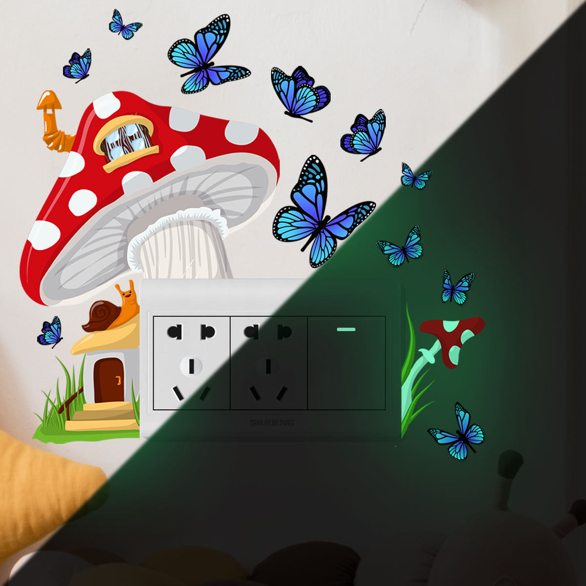 Luminous FARCENT Mermaid Butterfly Wall Sticker Fluorescence Sticker