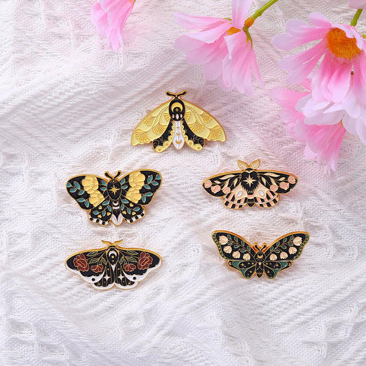 Cartoon Cute Moth Butterfly Insect Golden M Badge Biology Subject Student Bag Ornament Brooch Accessories
