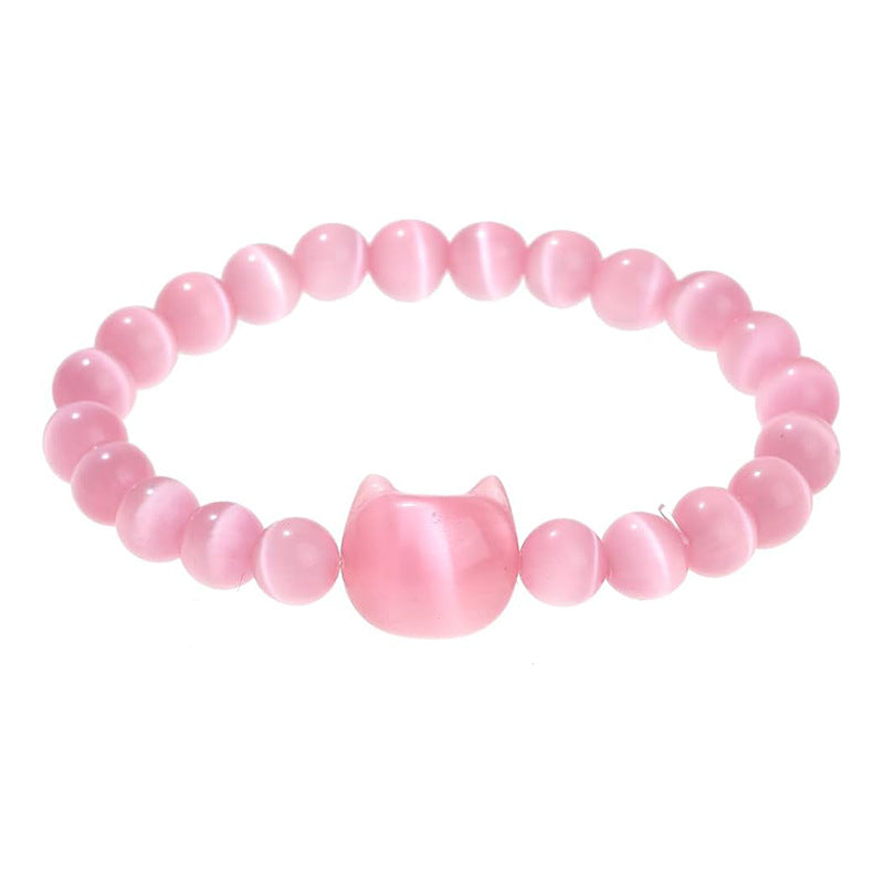 Cat Pendant Silver Stone Tigereye Amethyst Bracelet