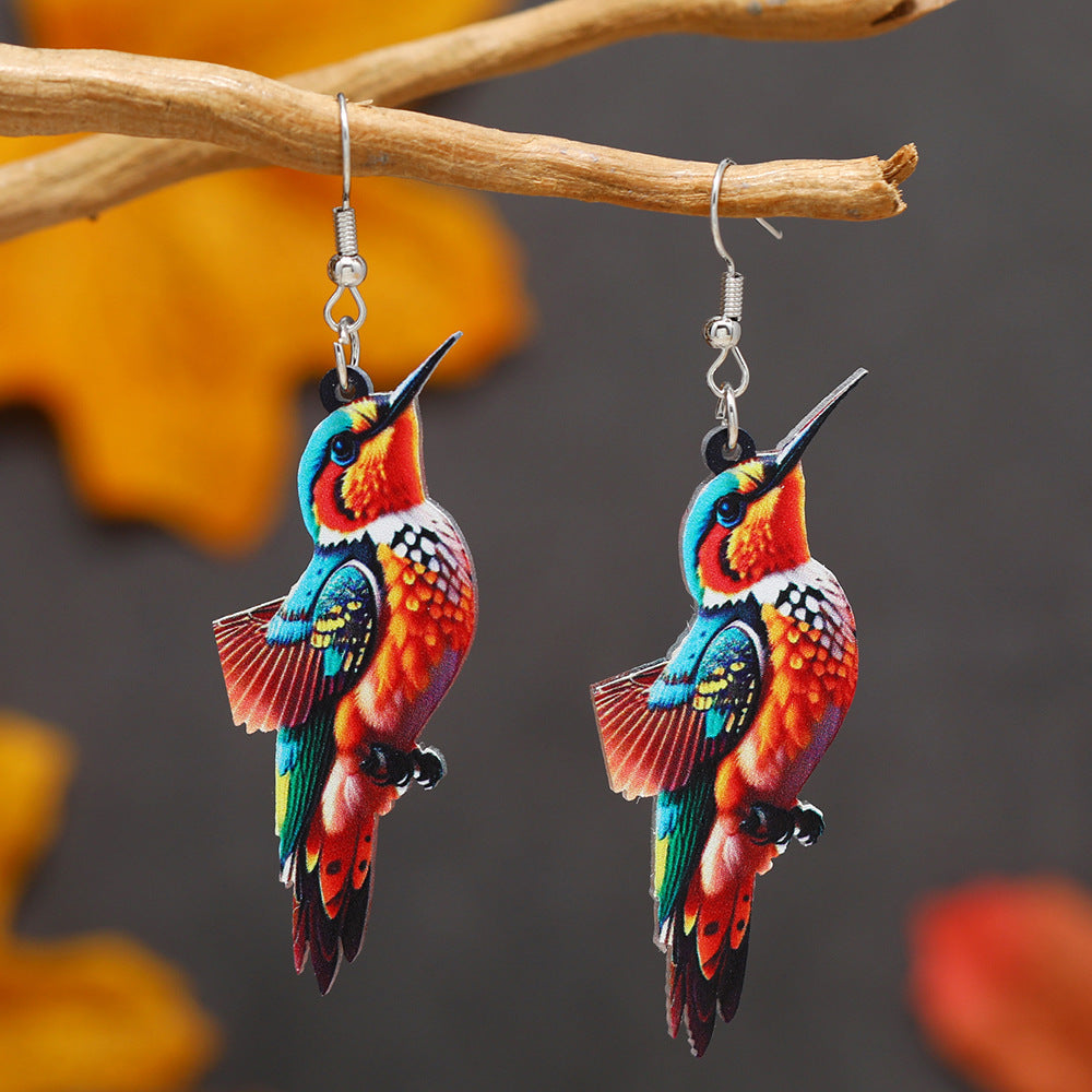 Colorful Fox Cat Horse Parrot Bird Acrylic Earrings For Carnival